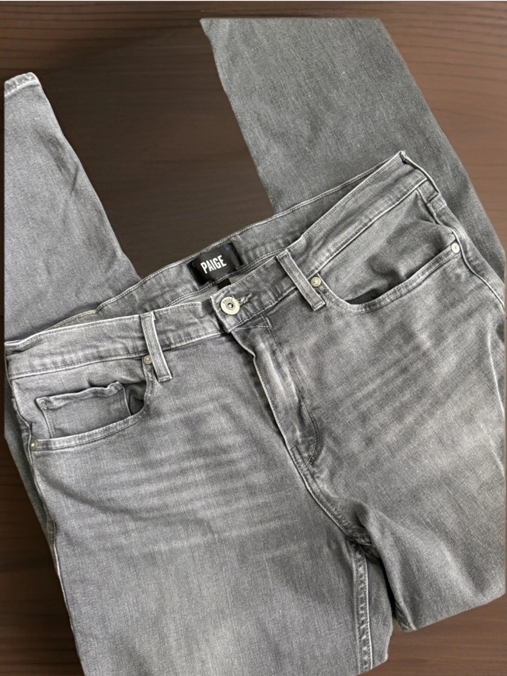 PAIGE Lennox Slim Straight Leg Stretch Gray Denim Jeans Mens Sz 35